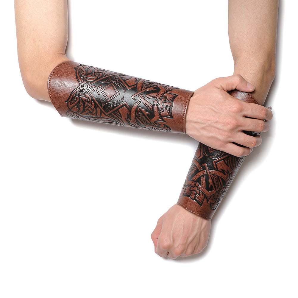 WorldNorse Viking Totem Eco Leather Arm Bracers