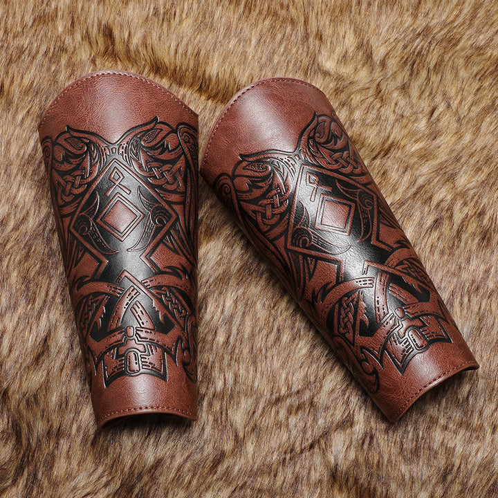 WorldNorse Viking Totem Eco Leather Arm Bracers