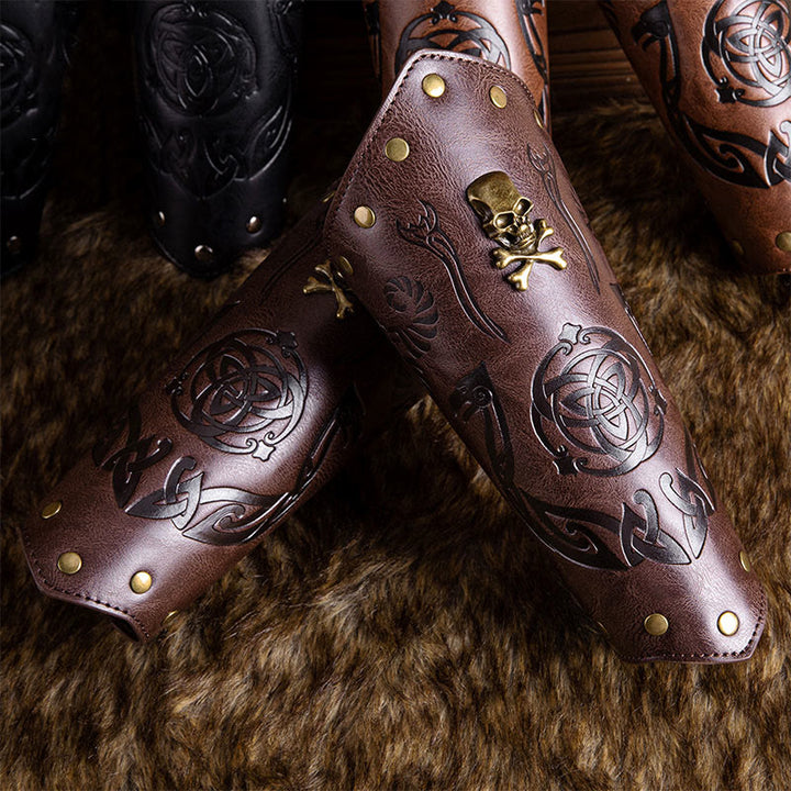 WorldNorse Skull Triquetra Eco Leather Arm Bracers