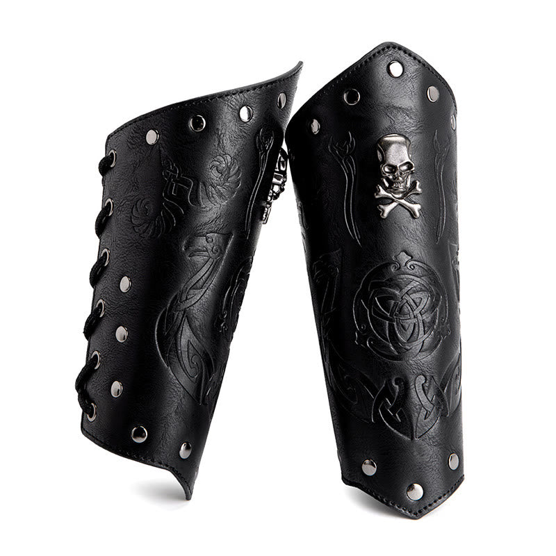 WorldNorse Skull Triquetra Eco Leather Arm Bracers