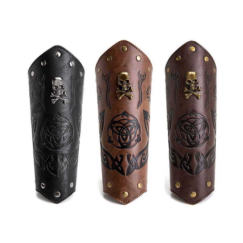 WorldNorse Skull Triquetra Eco Leather Arm Bracers