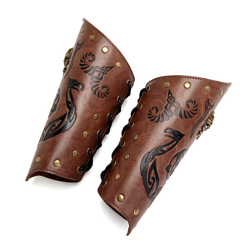 WorldNorse Skull Triquetra Eco Leather Arm Bracers