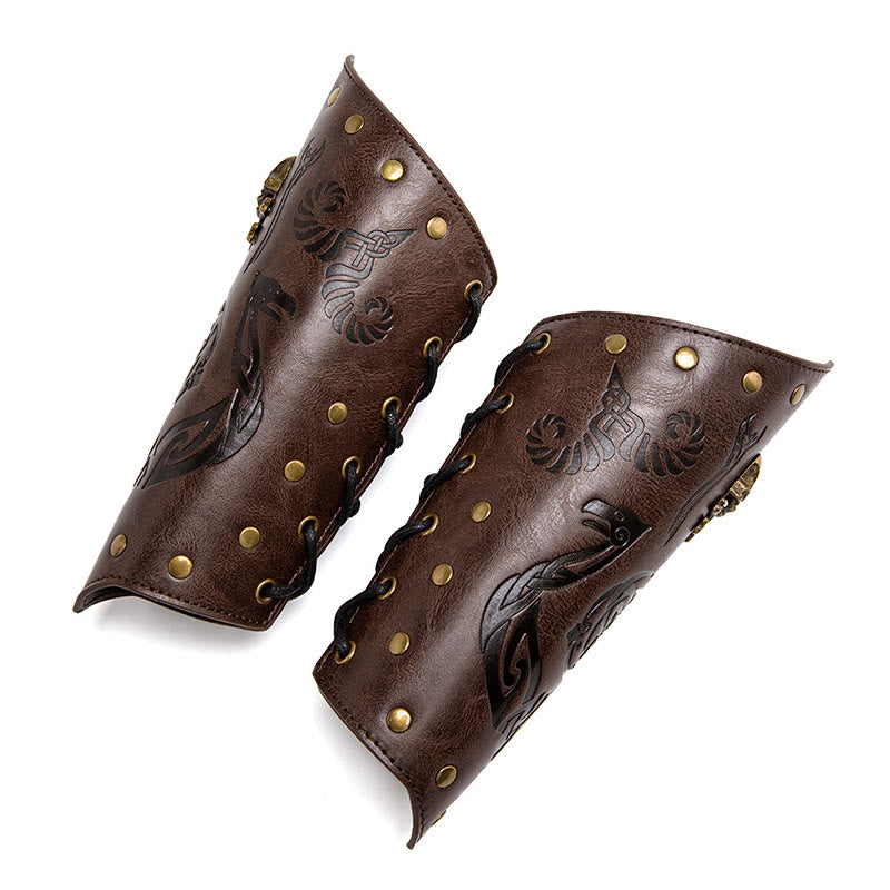 WorldNorse Skull Triquetra Eco Leather Arm Bracers