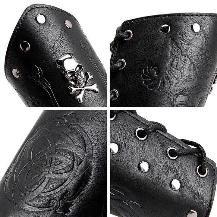 WorldNorse Skull Triquetra Eco Leather Arm Bracers