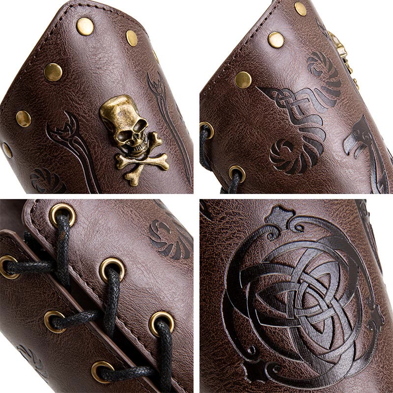 WorldNorse Skull Triquetra Eco Leather Arm Bracers