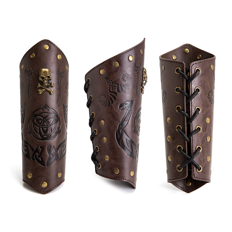 WorldNorse Skull Triquetra Eco Leather Arm Bracers