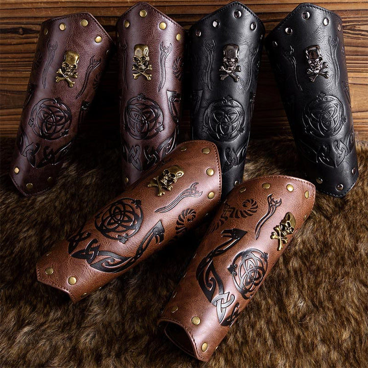 WorldNorse Skull Triquetra Eco Leather Arm Bracers