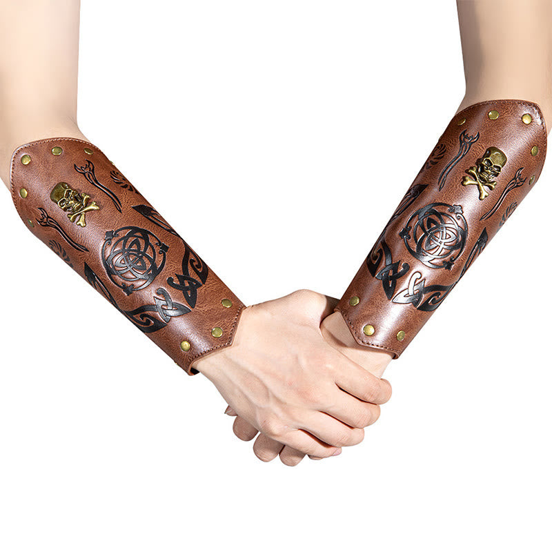 WorldNorse Skull Triquetra Eco Leather Arm Bracers