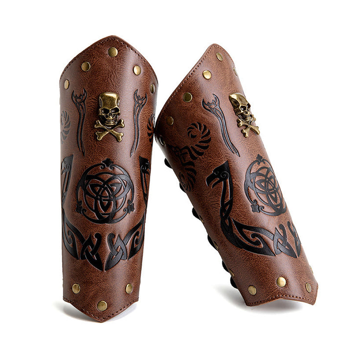 WorldNorse Skull Triquetra Eco Leather Arm Bracers