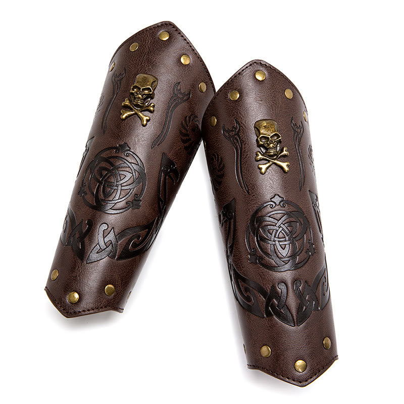 WorldNorse Skull Triquetra Eco Leather Arm Bracers