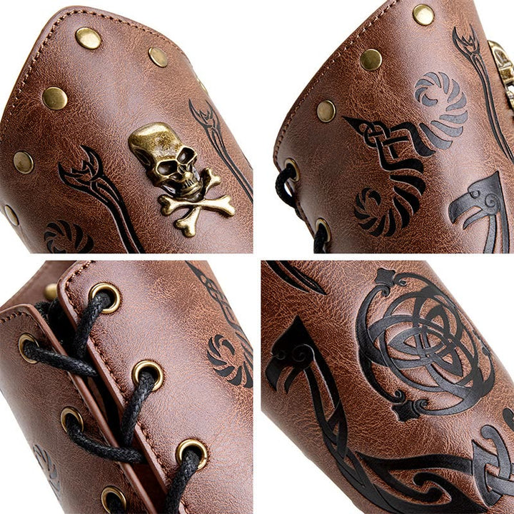 WorldNorse Skull Triquetra Eco Leather Arm Bracers