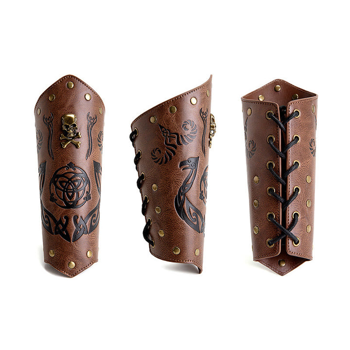 WorldNorse Skull Triquetra Eco Leather Arm Bracers