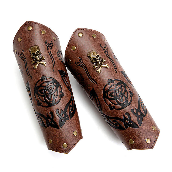 WorldNorse Skull Triquetra Eco Leather Arm Bracers