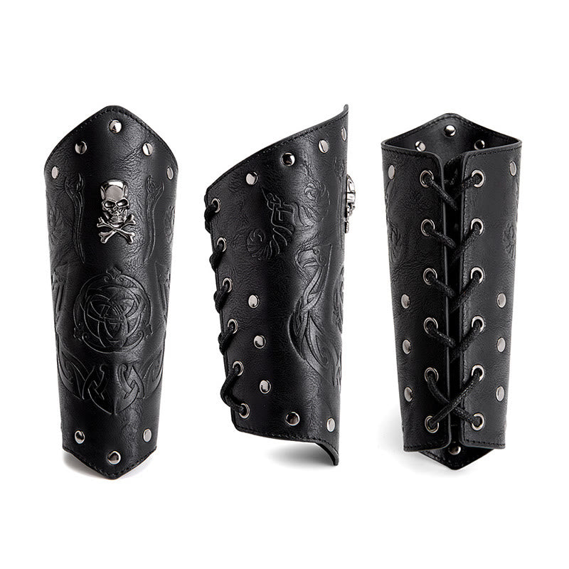 WorldNorse Skull Triquetra Eco Leather Arm Bracers