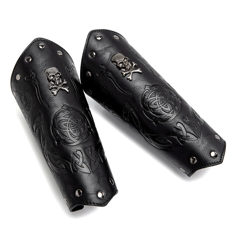 WorldNorse Skull Triquetra Eco Leather Arm Bracers