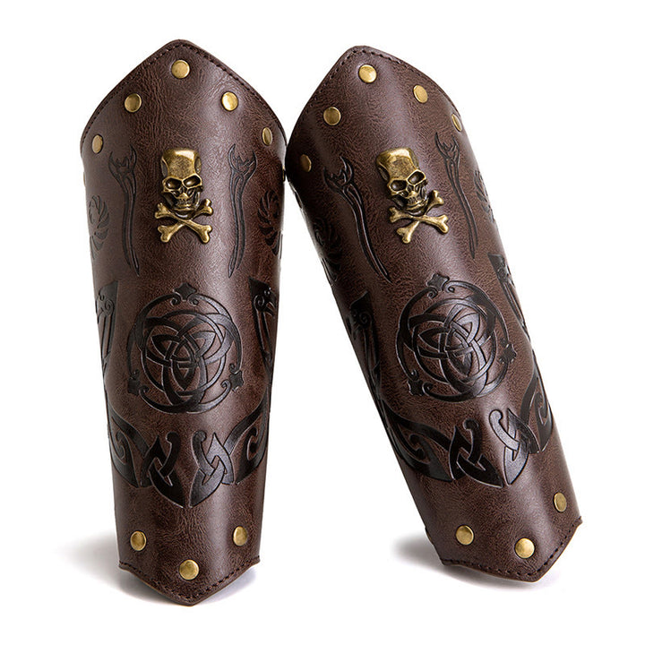 WorldNorse Skull Triquetra Eco Leather Arm Bracers