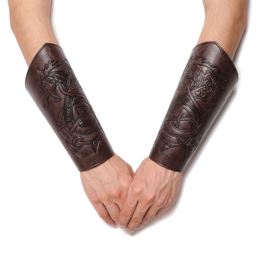 WorldNorse Norse Dragon Eco Leather Arm Bracers