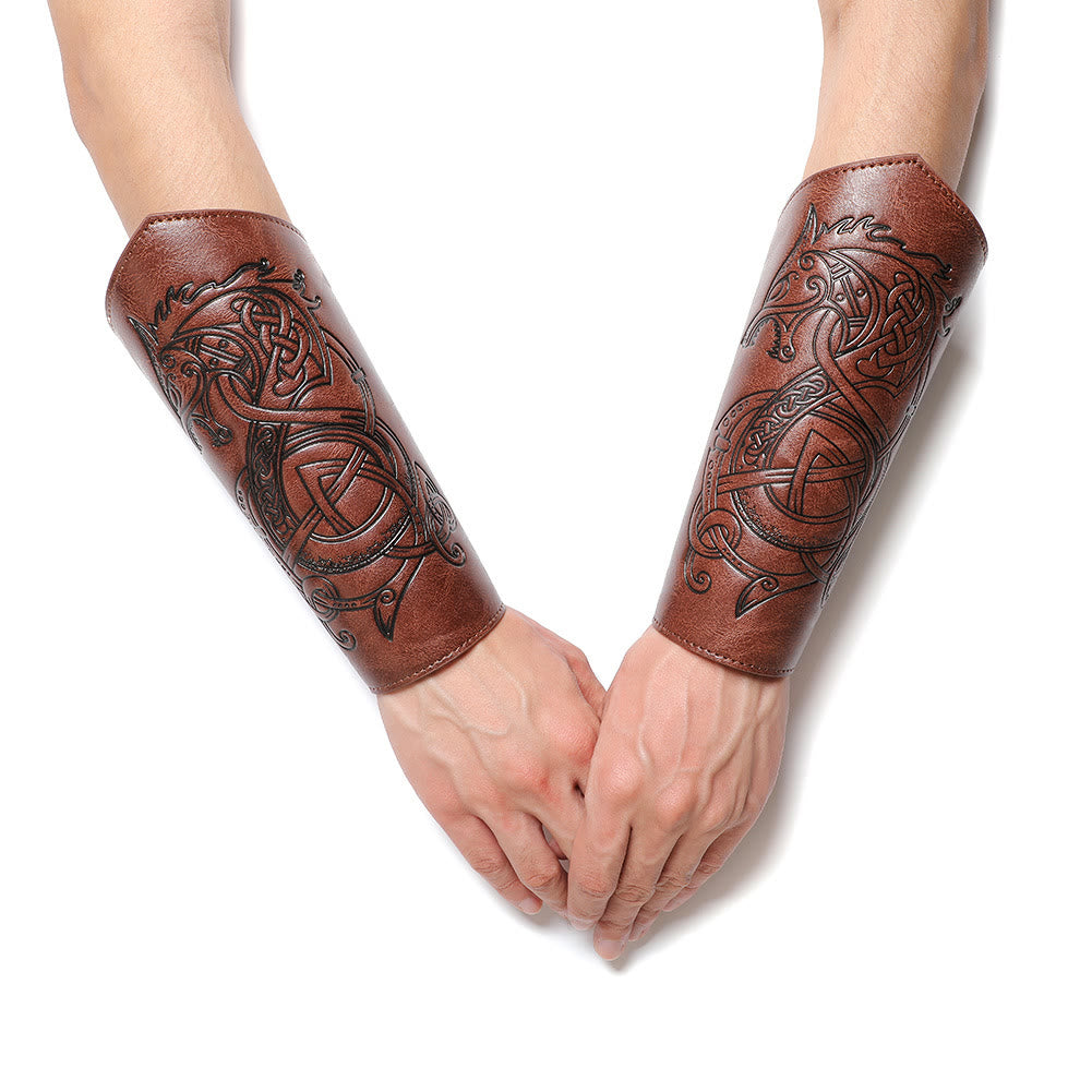 WorldNorse Norse Dragon Eco Leather Arm Bracers