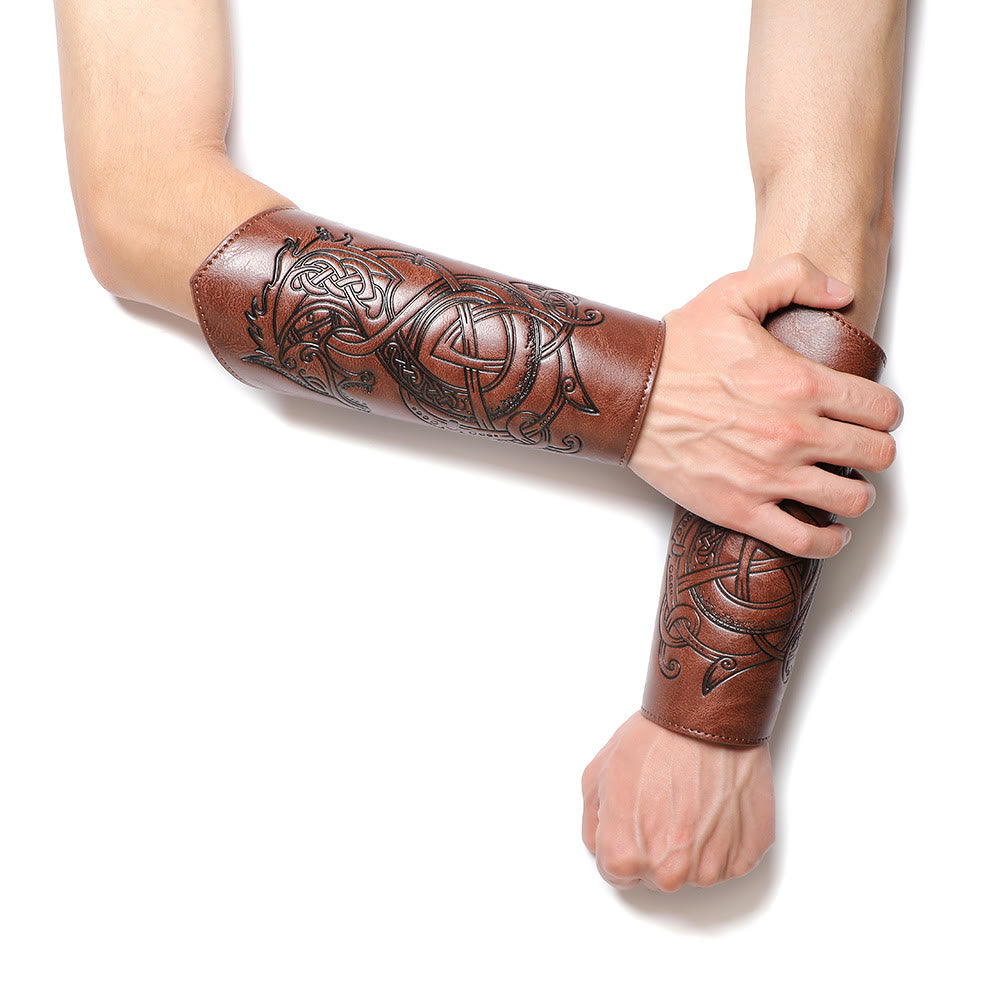 WorldNorse Norse Dragon Eco Leather Arm Bracers