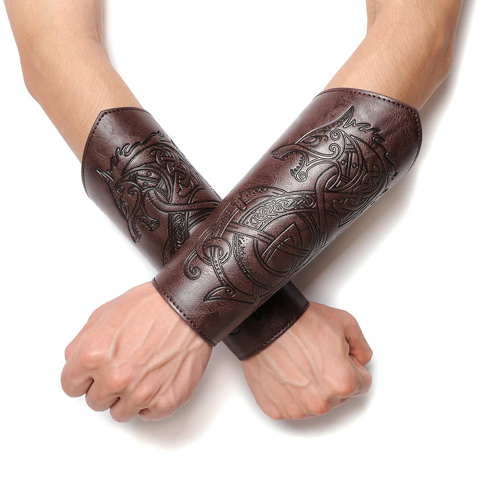 WorldNorse Norse Dragon Eco Leather Arm Bracers