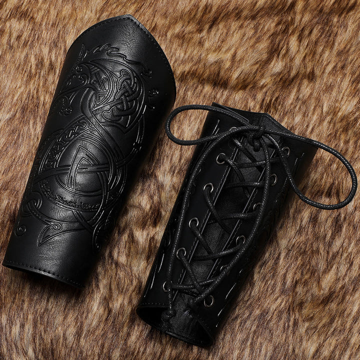 WorldNorse Norse Dragon Eco Leather Arm Bracers