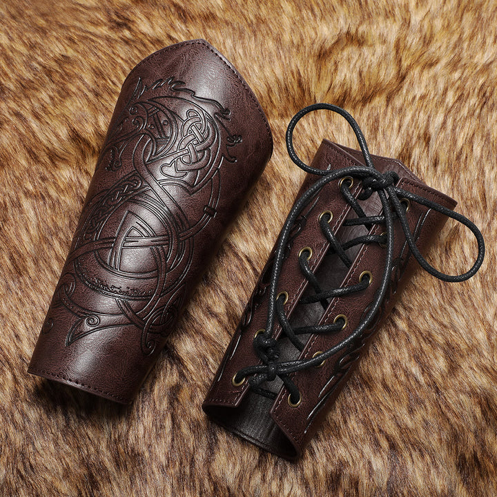 WorldNorse Norse Dragon Eco Leather Arm Bracers