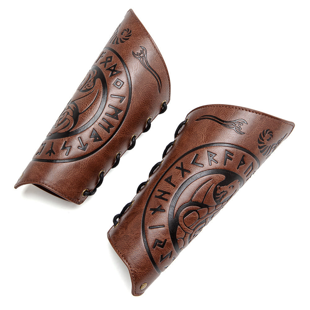 WorldNorse Dragon With Rune Eco Leather Arm Bracers