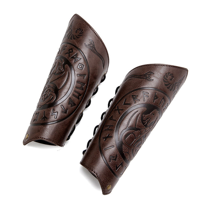 WorldNorse Dragon With Rune Eco Leather Arm Bracers