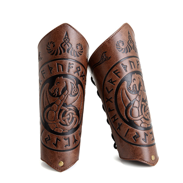 WorldNorse Dragon With Rune Eco Leather Arm Bracers