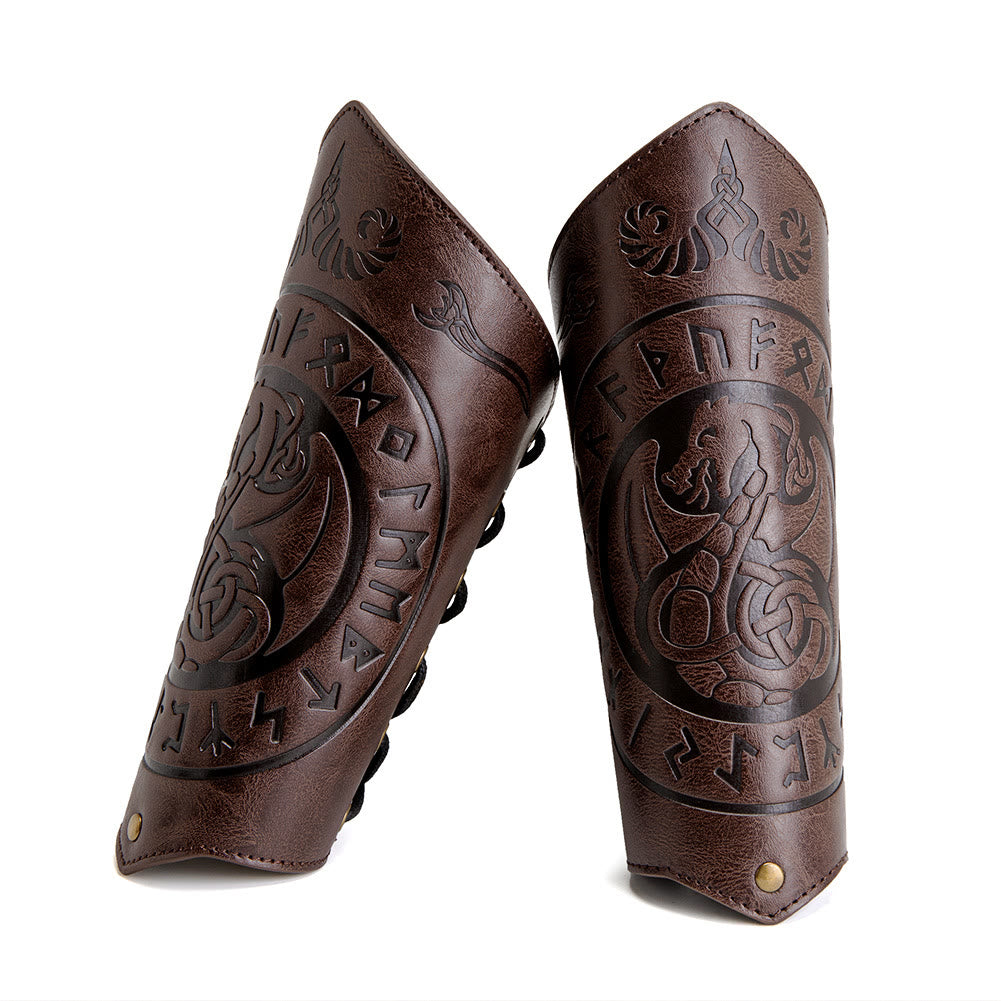 WorldNorse Dragon With Rune Eco Leather Arm Bracers