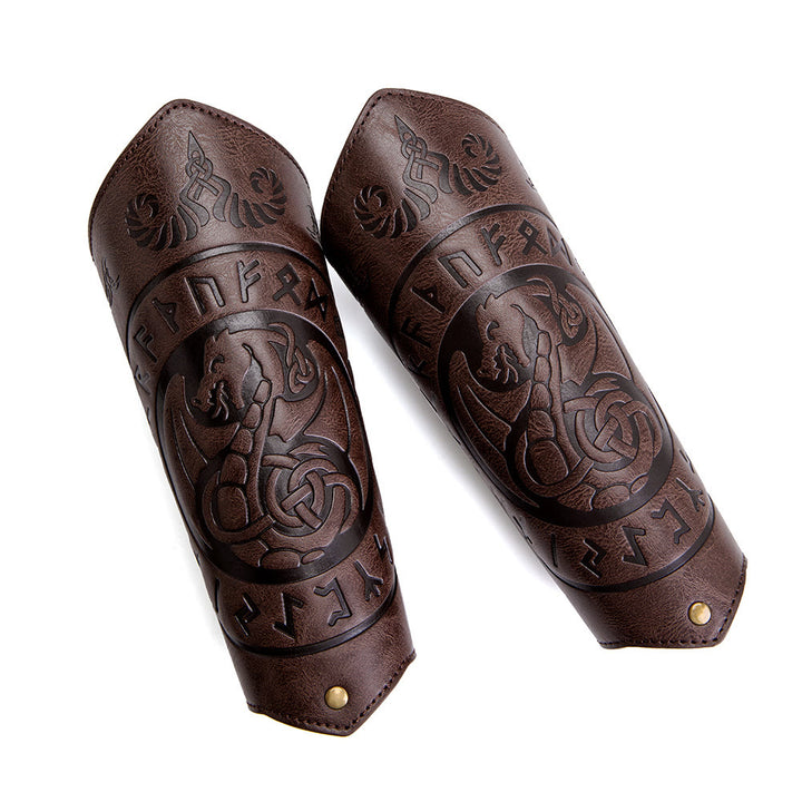 WorldNorse Dragon With Rune Eco Leather Arm Bracers