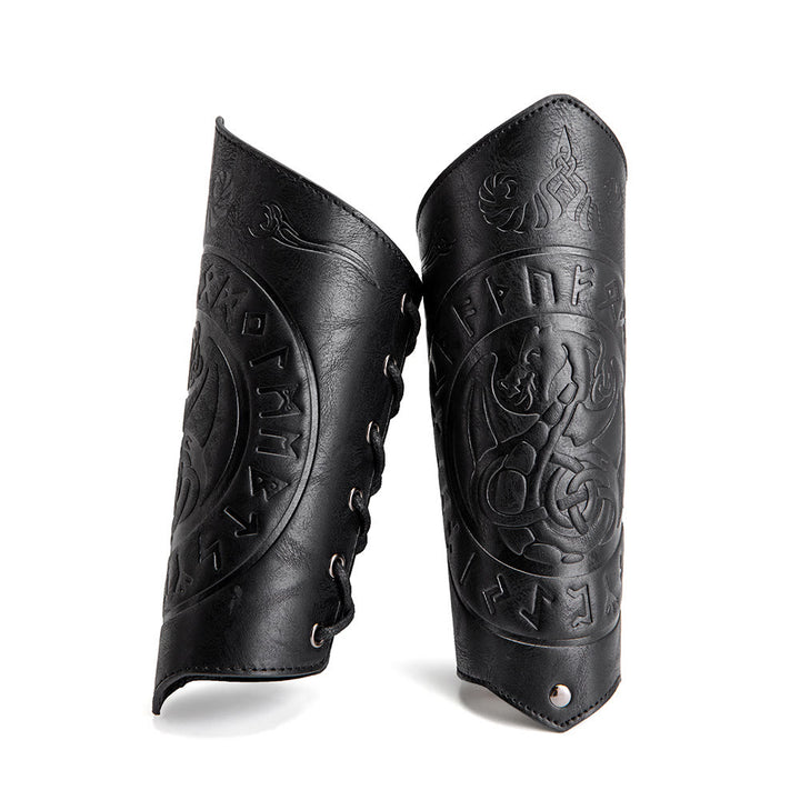 WorldNorse Dragon With Rune Eco Leather Arm Bracers