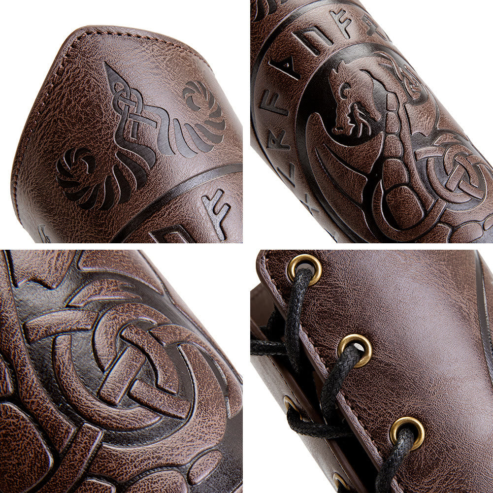 WorldNorse Dragon With Rune Eco Leather Arm Bracers