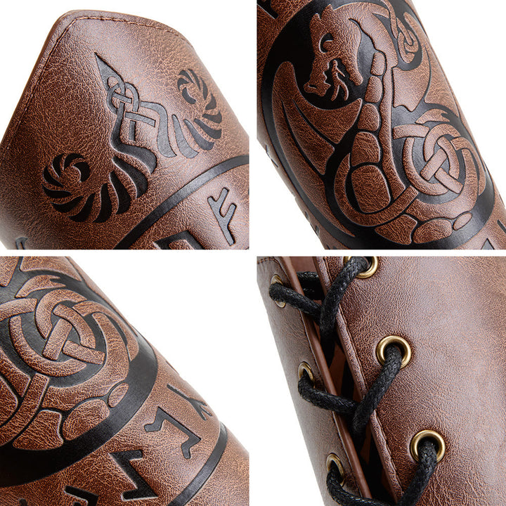 WorldNorse Dragon With Rune Eco Leather Arm Bracers