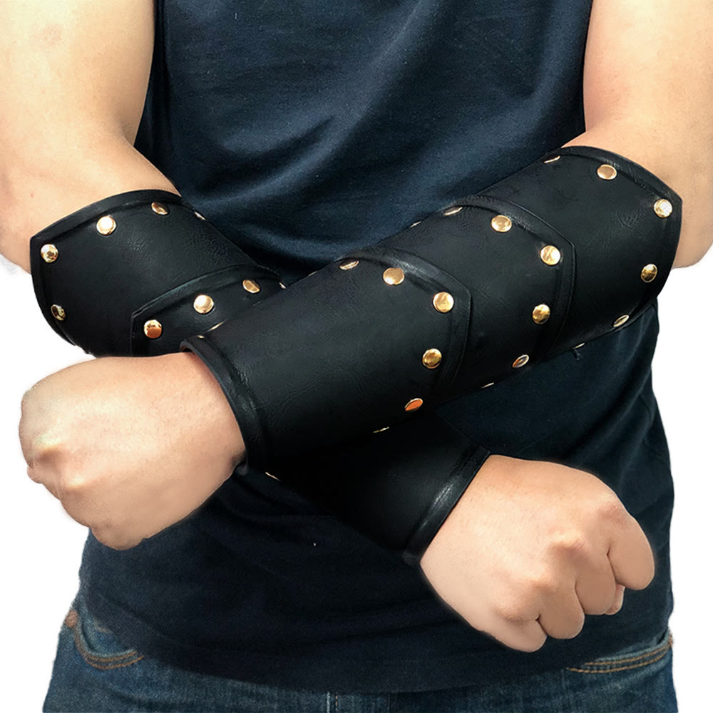 WorldNorse Three-layer Rivets Eco Leather Arm Bracers