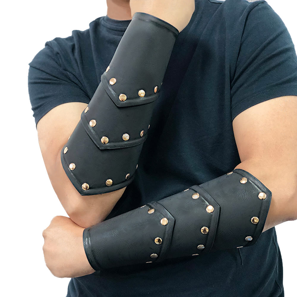 WorldNorse Three-layer Rivets Eco Leather Arm Bracers