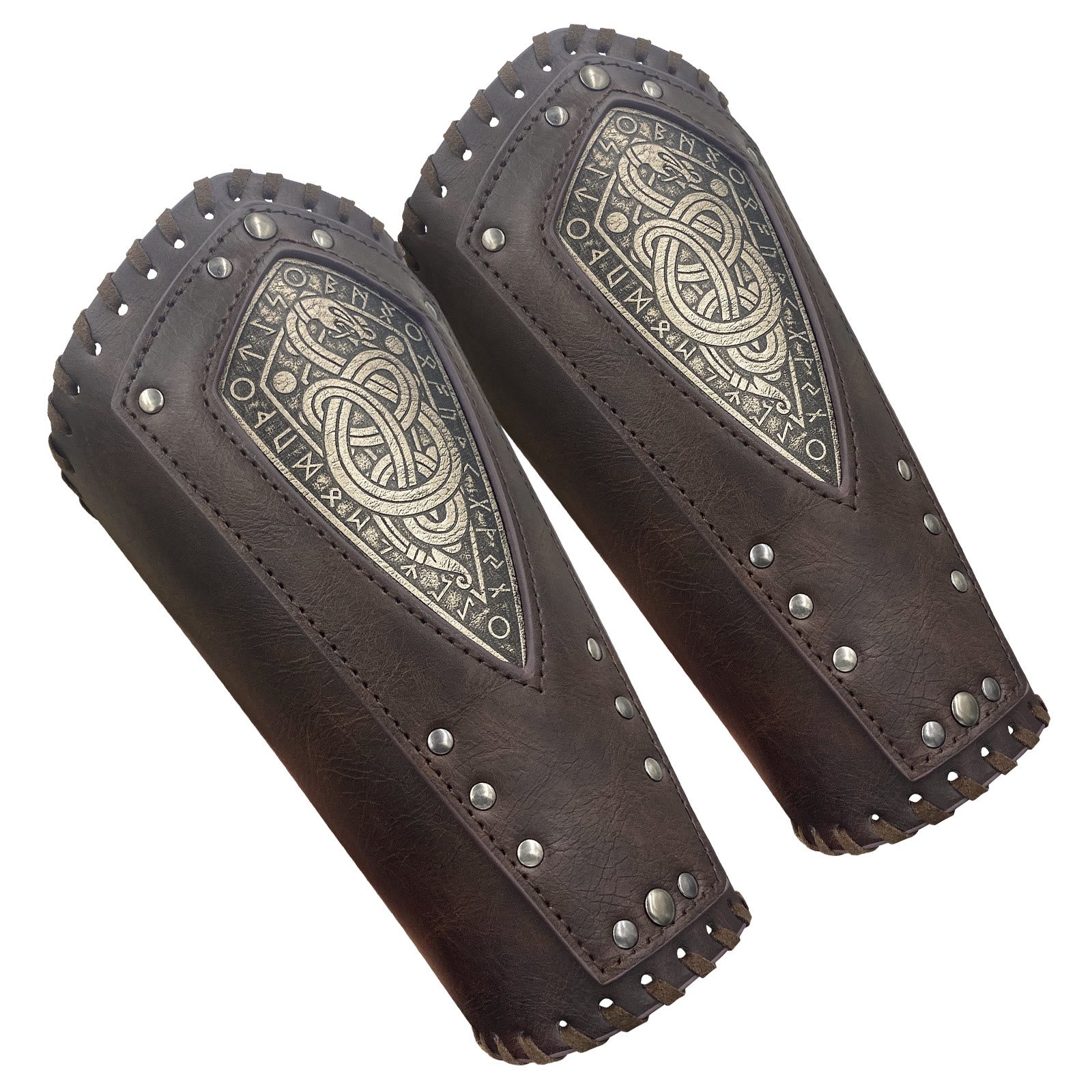 WorldNorse Coiled Snake Eco-Leather Arm Bracers | Viking LARP