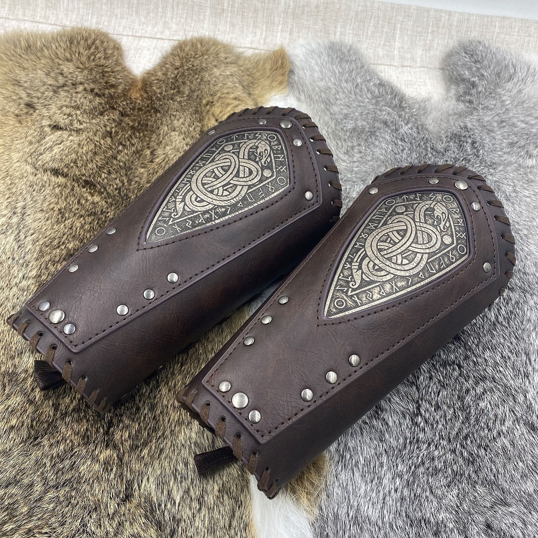 WorldNorse Coiled Snake Eco Leather Arm Bracers