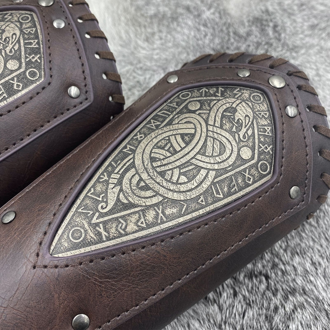 WorldNorse Coiled Snake Eco Leather Arm Bracers