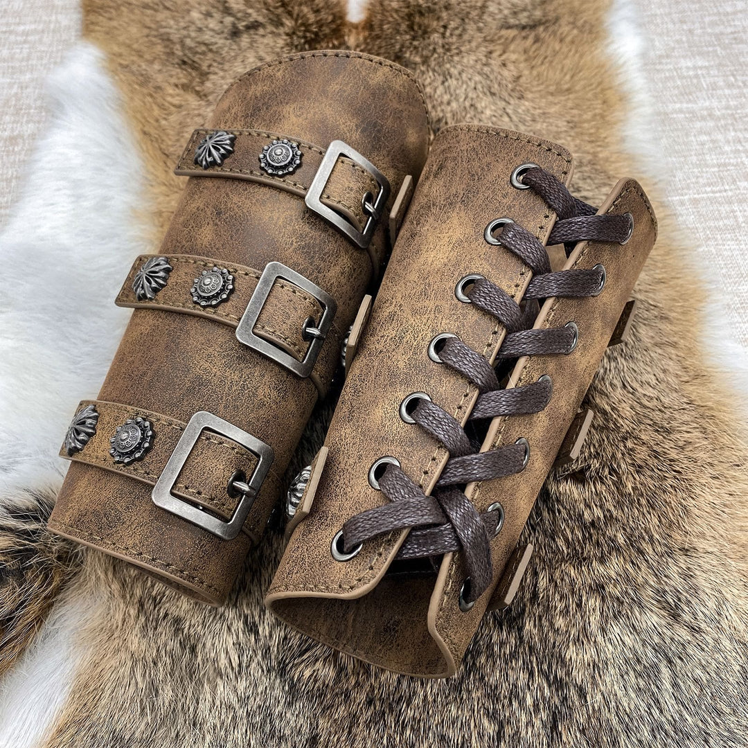 WorldNorse Medieval Retro Eco Leather Arm Bracers