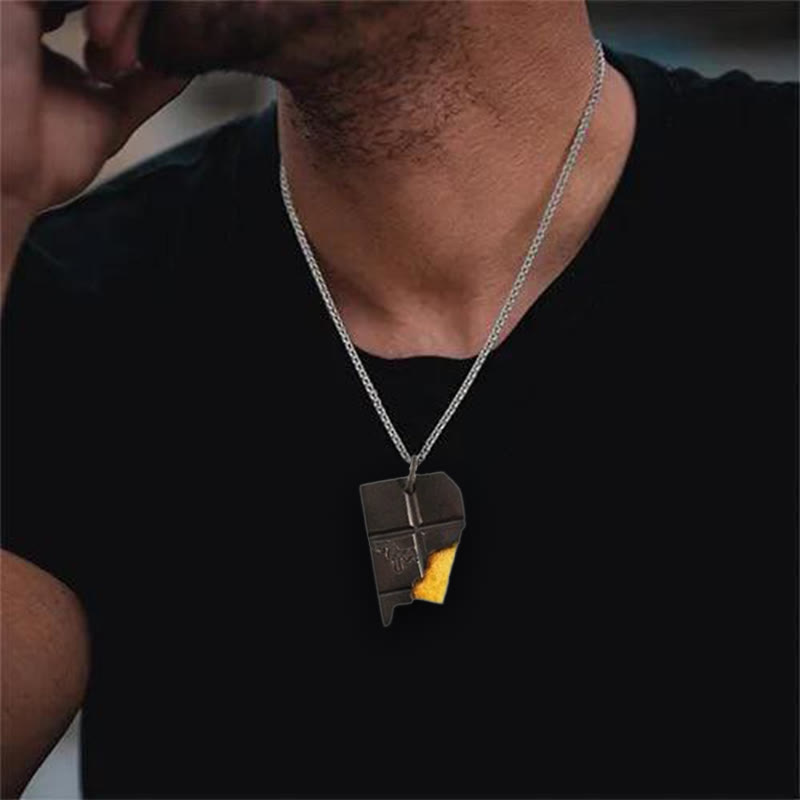 WorldNorse Black Gold Geometric Fragment Necklace