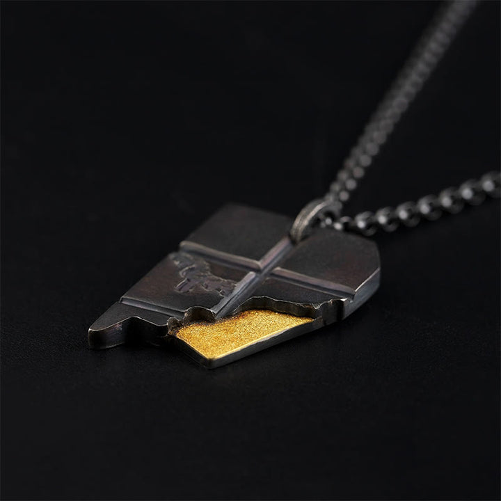 WorldNorse Black Gold Geometric Fragment Necklace