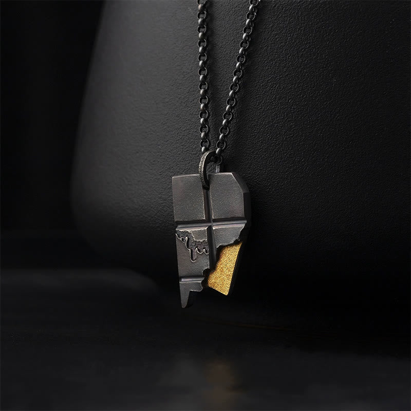 WorldNorse Black Gold Geometric Fragment Necklace