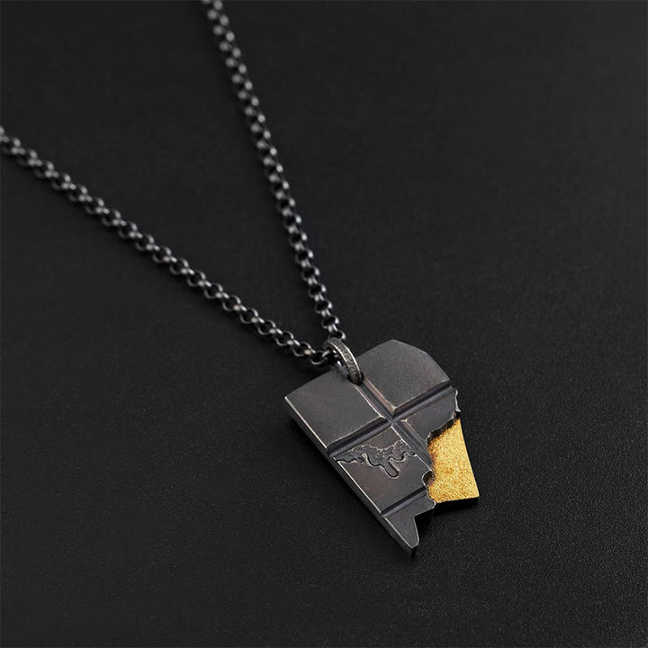 WorldNorse Black Gold Geometric Fragment Necklace