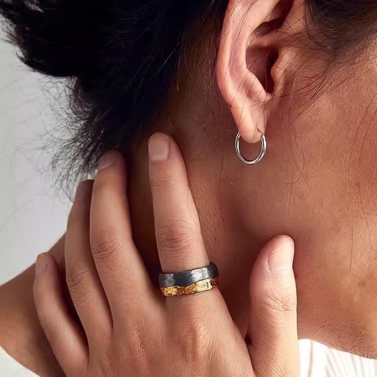 WorldNorse Rustic Gold Vein Open Band Ring - image 1