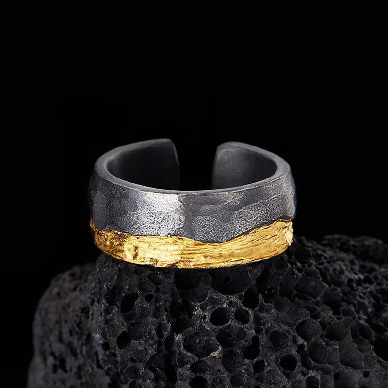 WorldNorse Rustic Gold Vein Open Band Ring