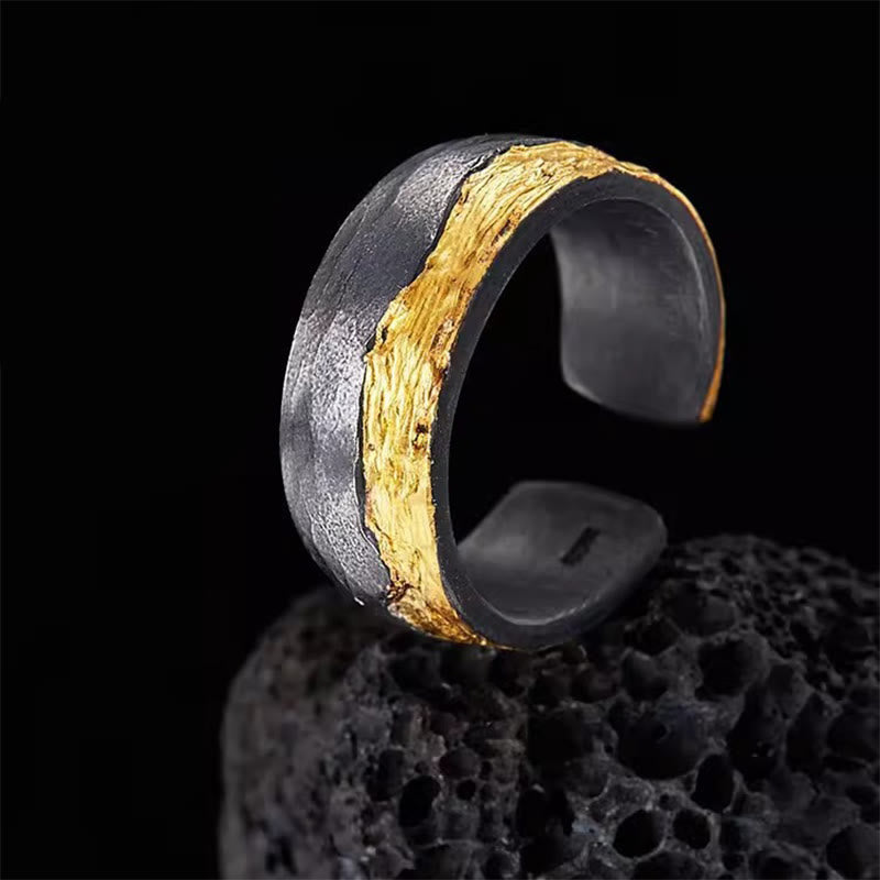 WorldNorse Rustic Gold Vein Open Band Ring - Gold Vein - image 0