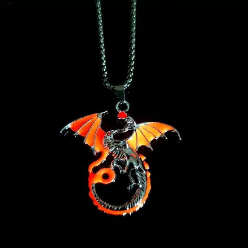 WorldNorse Luminous Flame Dragon Necklace - Flying Dragon#Orange Red - image 1