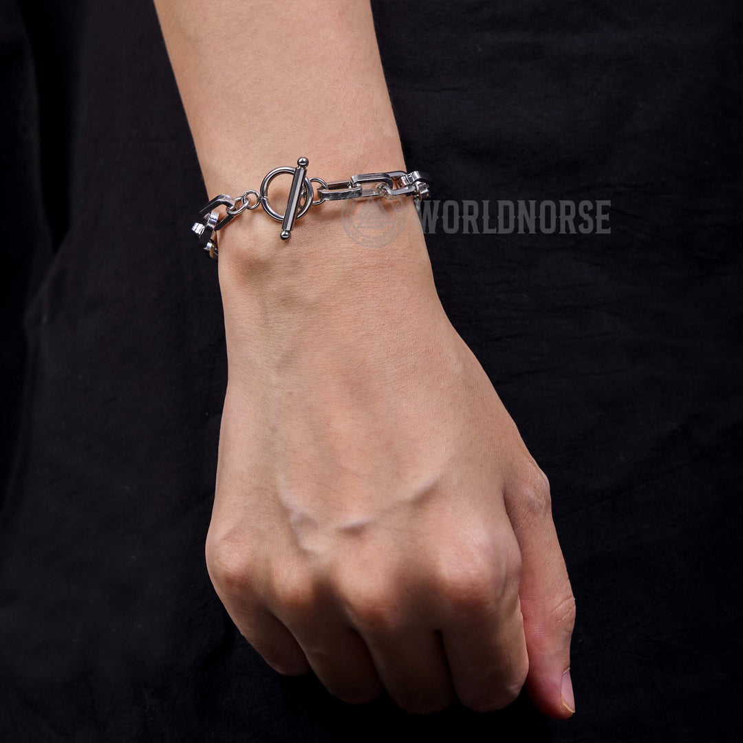 WorldNorse Long Flat Square One Word Buckle Bracelet