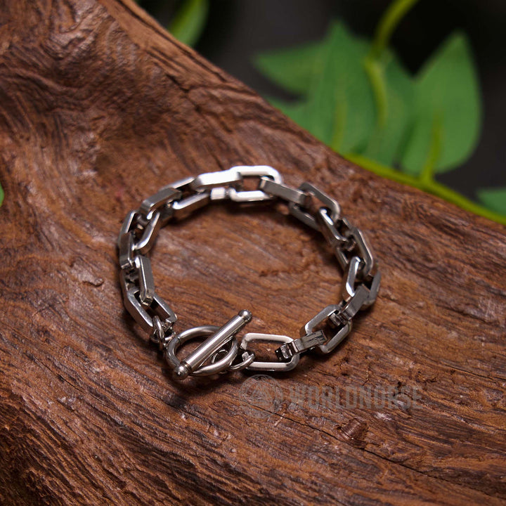 WorldNorse Long Flat Square One Word Buckle Bracelet